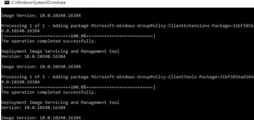 dism instalar paquete Microsoft-Windows-GroupPolicy-ClientTools-Package