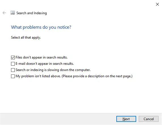 Los archivos no aparecen en los resultados de búsqueda en Windows 10
