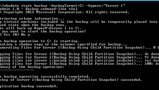 copia de seguridad de hyper-v desde cli: wbadmin iniciar copia de seguridad backupTarget