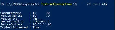 powershell testnetconnection smb compartir acceso