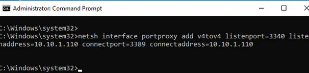 regla de reenvío de puertos de Windows usando la interfaz netsh portproxy add