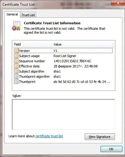 Lista de confianza de certificación