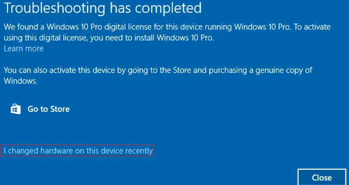 Encontramos una licencia digital de Windows 10 Pro para este dispositivo que ejecuta Windows 10 Pro; recientemente cambié el hardware de este dispositivo