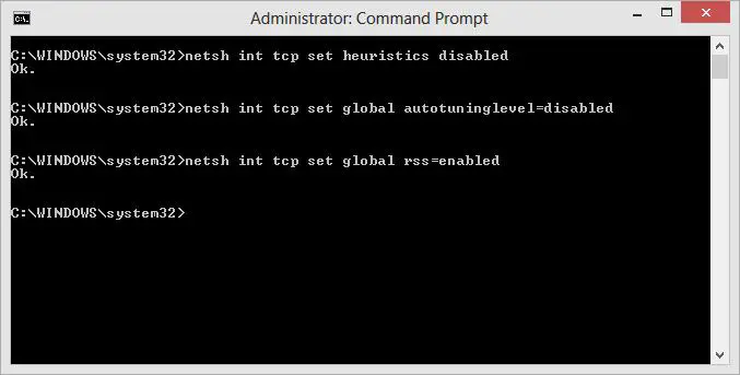 netsh: deshabilitar tcpip autotuning windows 8.1