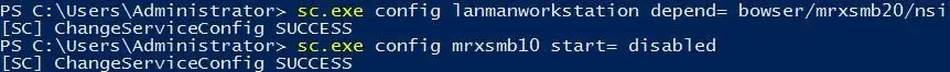 eliminar el controlador smb1 en el cliente: sc.exe config mrxsmb10 start = disabled