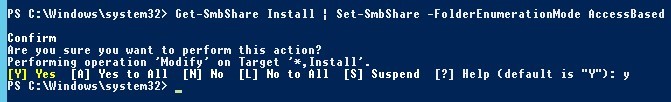 Set-SmbShare AccessBased: habilite ABE con PowerShell