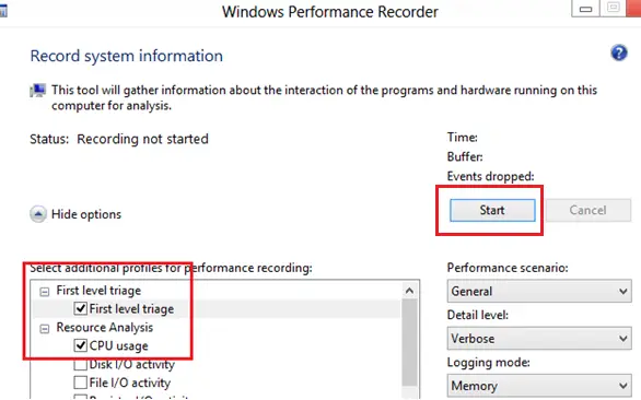 Analizar el uso elevado de CPU con Windows Perfomance Recorder 