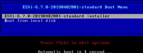 boot host desde esxi install media