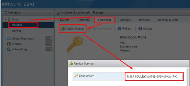 Asignar una clave de licencia a un host ESXi a través de un cliente web
