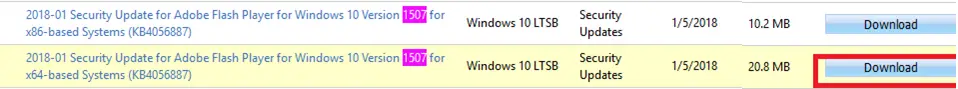 descargar la actualización de msu del catálogo de actualizaciones de Microsoft 