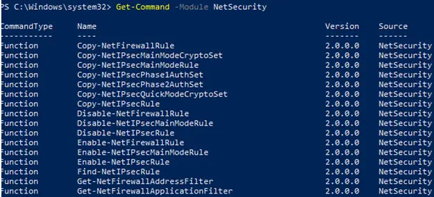 powershell NetSecurity en Windows 10 para administrar el firewall avanzado de Windows Defender