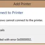 Error 0x00000002: Windows no se puede conectar a la impresora