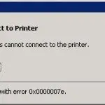 Error 0x0000007e: Windows no se puede conectar a la impresora de red, la operación falló