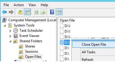 cerrar el archivo abierto usando la interfaz gráfica de usuario de la consola de administración de la computadora