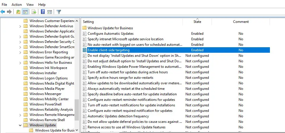 Configuración de Windows Update para servidores que usan GPO 