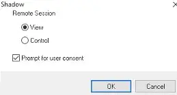 conexión en la sombra a la sesión de escritorio remoto del usuario en Windows Server 2016
