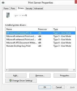 lista de controladores de impresión instalados en Windows 