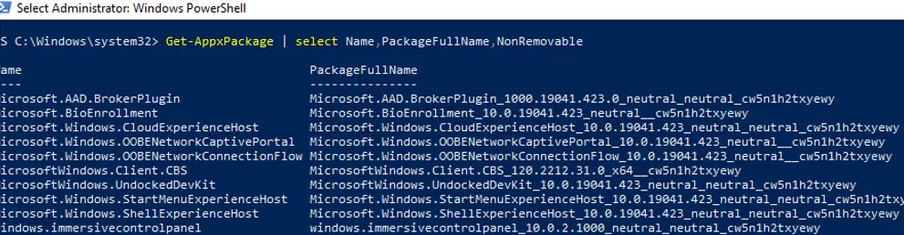 Get-AppxPackage: enumera los paquetes de appx instalados en Windows 10 
