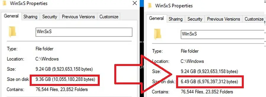 ¿Cómo ahorrar ritmo en la carpeta Winsxs en Windows 10?