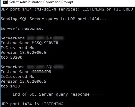 portqry: verificando la respuesta del servidor SQL y ejecutando instancias