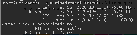 timedatectl status Servicio NTP: activo