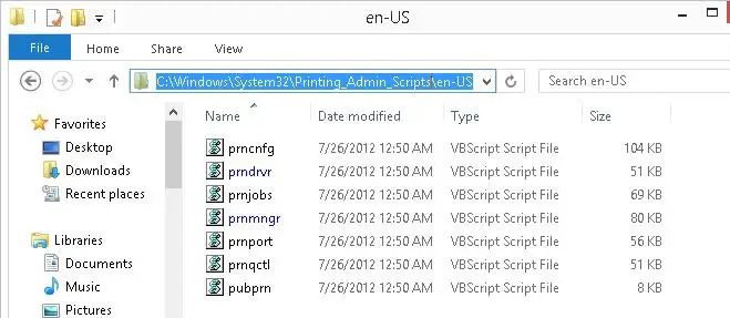 script vbs para administrar impresoras y controladores en Windows 8