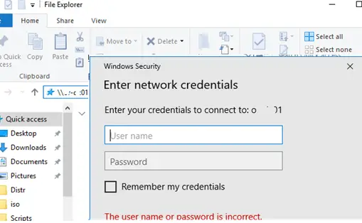 certificaciones de entrada para acceder a la carpeta compartida en Windows 