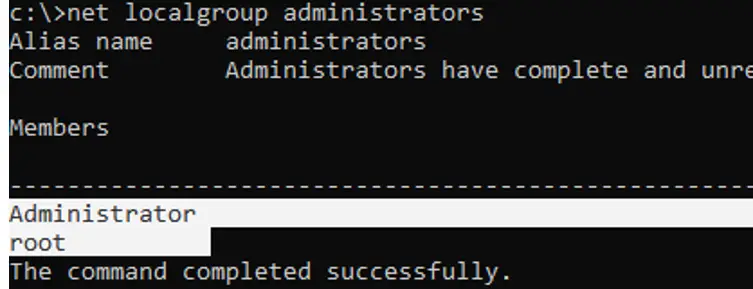 administradores de net localgroup: enumera los miembros de un grupo de Windows mediante cmd.