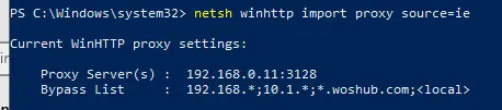 Importación del servidor proxy winhttp desde IE 
