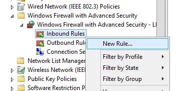 crear una nueva regla de firewall de Windows Defender a través de gpo