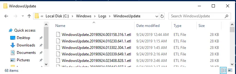 etl archivos en C: WINDOWS Logs WindowsUpdate