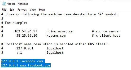 usando archivos de hosts en Windows para bloquear dominios y sitios