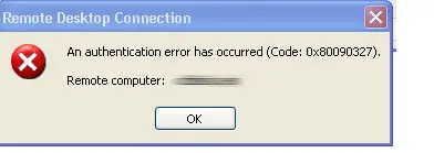 win xp Se ha producido un error de autenticación, Código: 0x80090327