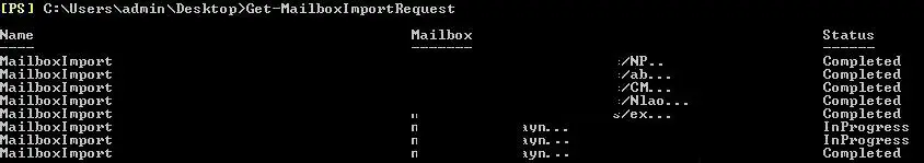 Get-MailboxImportRequest en Exchange Server 2013