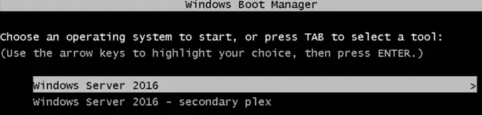 administrador de arranque del servidor de Windows, Windows Server 2016 - plex secundario