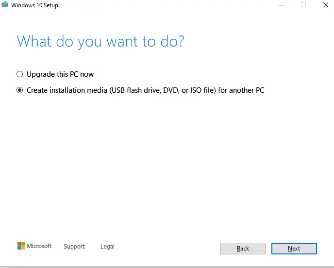 MediaCreationTool Crear medios de instalación de Windows 10 