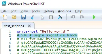 bloque de firma en el archivo de script de PowerShell 