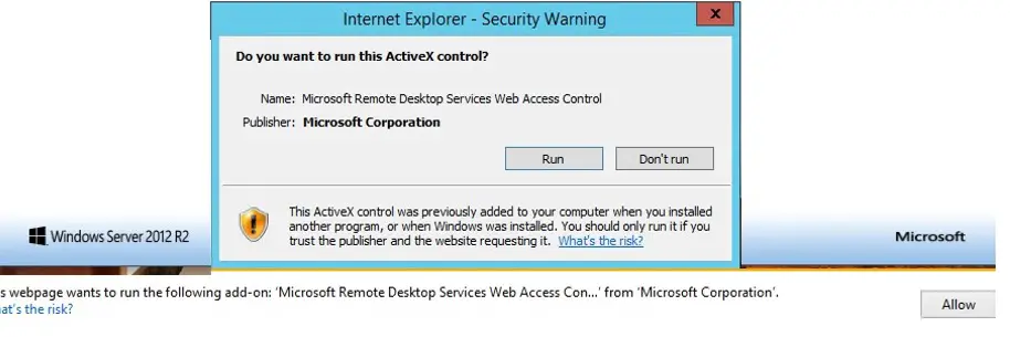 Componente Active X Control de acceso web de servicios de escritorio remoto de Microsoft (MsRdpClientShell)