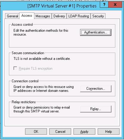pestaña de acceso SMTP