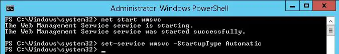 net start wmsvc (Servicio de administración web)