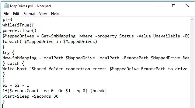 MapDrives.ps1: secuencia de comandos de PowerShell para volver a conectar las unidades asignadas