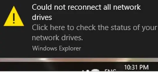 No se pudieron volver a conectar todas las unidades de red en Windows 10