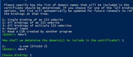 seleccione el dominio para emitir el certificado SSL