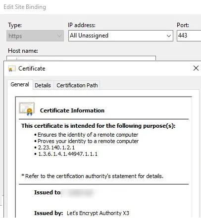 propiedades del certificado Let's Encrypt Authority X3