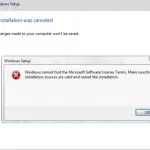 Windows no puede encontrar los términos de licencia del software de Microsoft