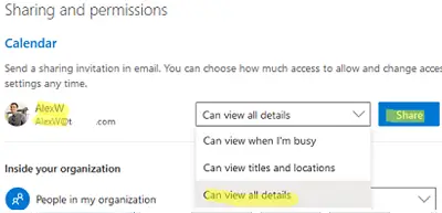 Configuración de permisos de calendario en Outlook Web Access y 