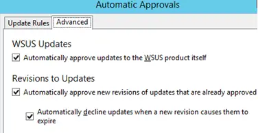 aprobar automáticamente las actualizaciones del propio producto wsus