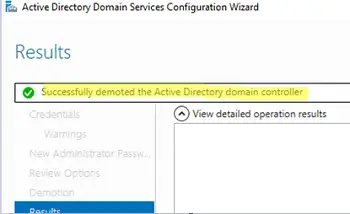 Degradado con éxito el controlador de dominio de Active Directory