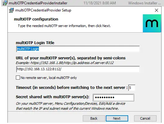 Instalar multiOTP-CredentialProvider en Windows 