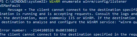 Error de enumeración de WinRM WSManFault 